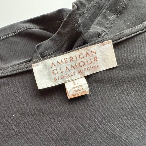 American Glamour Badgley Mischka Black Knit Maxi Evening Gold Beaded Dress sz L - Picture 8 of 9